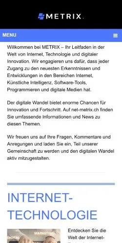 スポンサード記事向けのスイスメディア、METRIXのサイトプレビュー