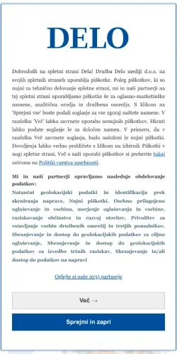 Podgląd witryny Odprta Kuhinja, medium z kraju Słowenia do artykułów sponsorowanych