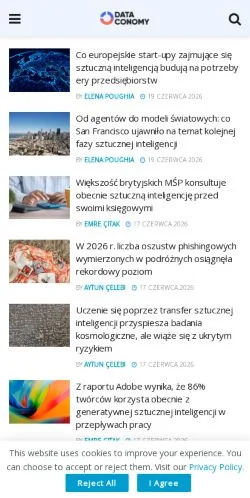 Forhåndsvisning av nettstedet Dataconomy PL, medium fra Polen for sponsede artikler