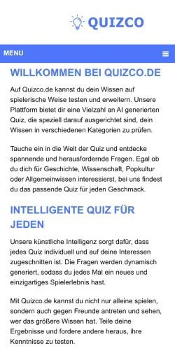 Anteprima del sito Quizco, media di Germania per articoli sponsorizzati