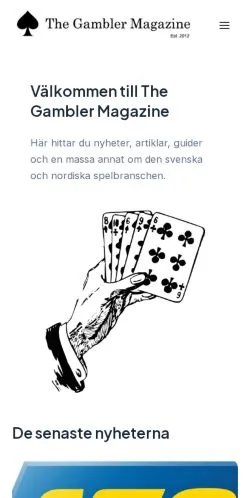 Podgląd witryny The Gambler Magazine, medium z kraju Szwecja do artykułów sponsorowanych