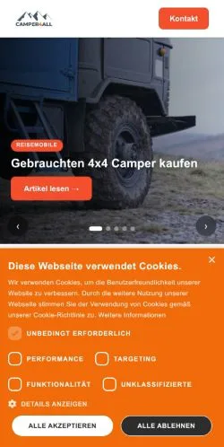 スポンサード記事向けのドイツメディア、CAMPER4ALLのサイトプレビュー