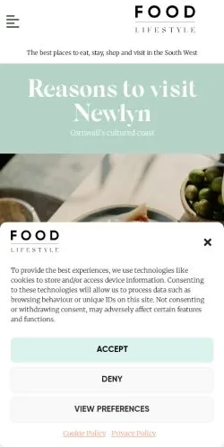Anteprima del sito Food Lifestyle Magazine, media di Regno Unito per articoli sponsorizzati