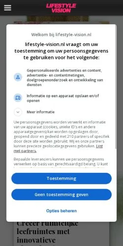 Anteprima del sito Lifestyle Vision, media di Paesi Bassi per articoli sponsorizzati