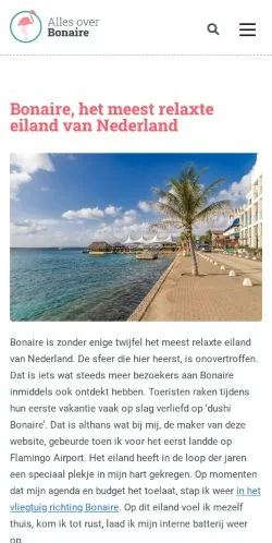 Anteprima del sito Alles Over Bonaire, media di Paesi Bassi per articoli sponsorizzati
