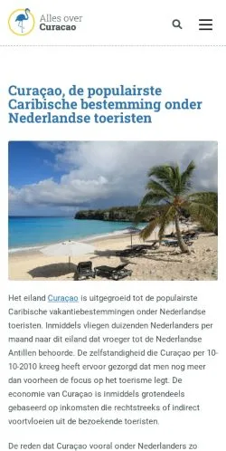 Vista previa del sitio Alles Over Curaçao, medio de Países Bajos para artículos patrocinados
