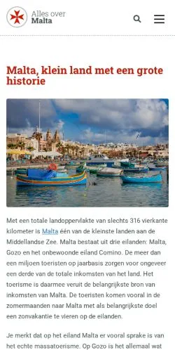 Anteprima del sito Alles Over Malta, media di Paesi Bassi per articoli sponsorizzati