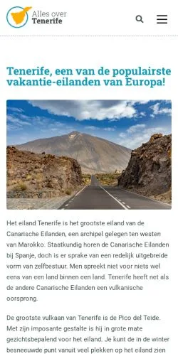 Podgląd witryny Alles Over Tenerife, medium z kraju Holandia do artykułów sponsorowanych