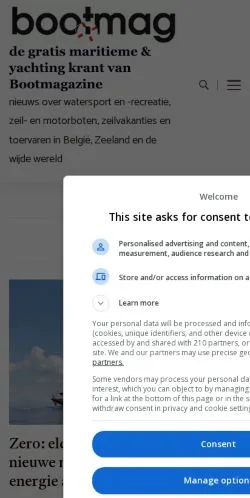 Voorbeeld van de site Bootmagazine, medium uit België voor gesponsorde artikelen