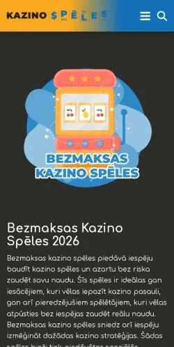 Anteprima del sito Bezmaksas Kazino Spēles, media di Lettonia per articoli sponsorizzati
