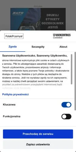 Podgląd witryny Polski Przemysł, medium z kraju Polska do artykułów sponsorowanych