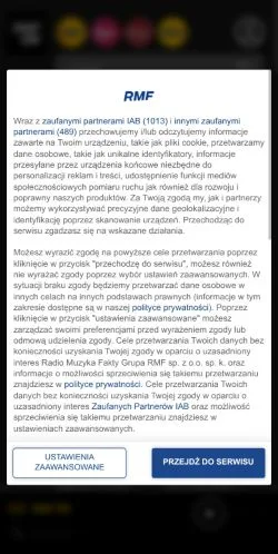 Sponsorlu makaleler için Polonya medyası RMF ON sitesinin önizlemesi