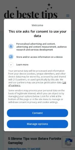 Forhåndsvisning av nettstedet DeBesteTips, medium fra Nederland for sponsede artikler