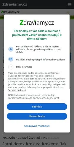 Podgląd witryny Zdraviamy.cz, medium z kraju Czechy do artykułów sponsorowanych