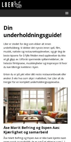 Podgląd witryny Din underholdningsguide på L8er, medium z kraju Norwegia do artykułów sponsorowanych