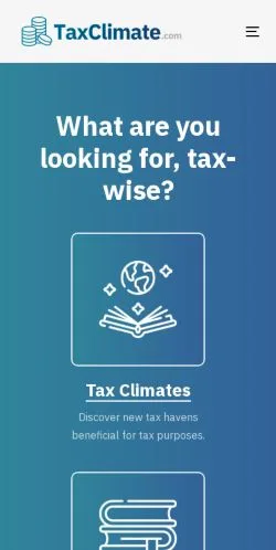 Pré-visualização do site TaxClimate Global, meio de Estados Unidos para artigos patrocinados