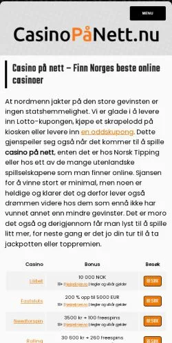 Podgląd witryny Casinopånett, medium z kraju Norwegia do artykułów sponsorowanych