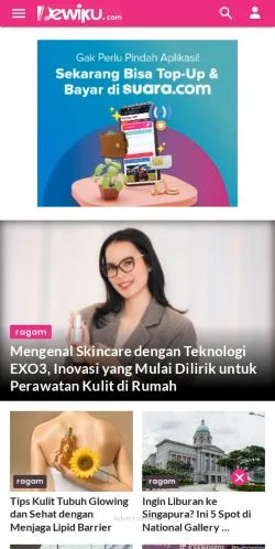 Forhåndsvisning av nettstedet DewiKu, medium fra Indonesia for sponsede artikler