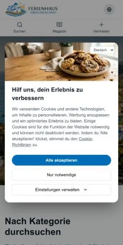 Anteprima del sito Ferienhaus Griechenland, media di Germania per articoli sponsorizzati
