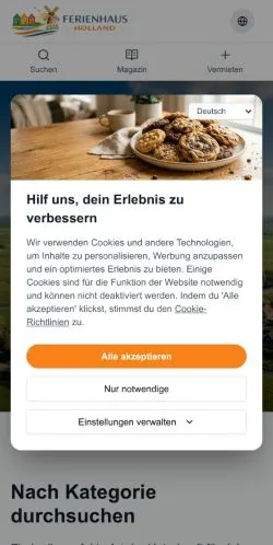 Podgląd witryny Ferienhaus Holland, medium z kraju Niemcy do artykułów sponsorowanych