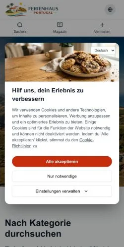 Anteprima del sito ferienhaus-portugal, media di Germania per articoli sponsorizzati