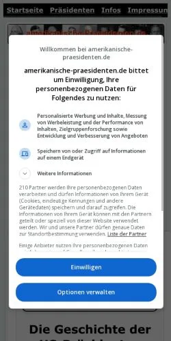 Podgląd witryny Amerikanische Präsidenten, medium z kraju Niemcy do artykułów sponsorowanych