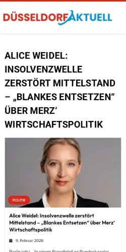 Anteprima del sito düsseldorf-aktuell, media di Germania per articoli sponsorizzati