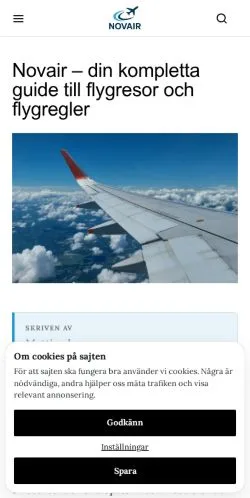 Podgląd witryny Novair, medium z kraju Szwecja do artykułów sponsorowanych