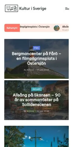 Anteprima del sito Kultur, media di Svezia per articoli sponsorizzati