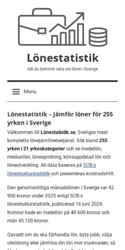 스폰서 기사용 스웨덴 매체 Lönestatistik 사이트 미리보기