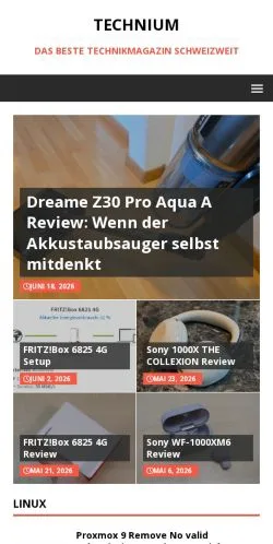 Sponsorlu makaleler için İsviçre medyası Technium sitesinin önizlemesi