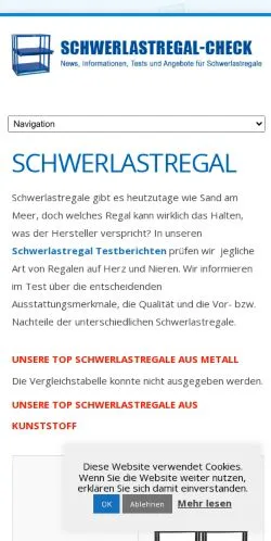 Anteprima del sito Schwerlastregal Test, media di Germania per articoli sponsorizzati
