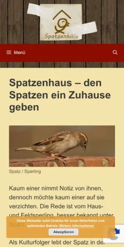 Podgląd witryny Spatzenhilfe, medium z kraju Niemcy do artykułów sponsorowanych