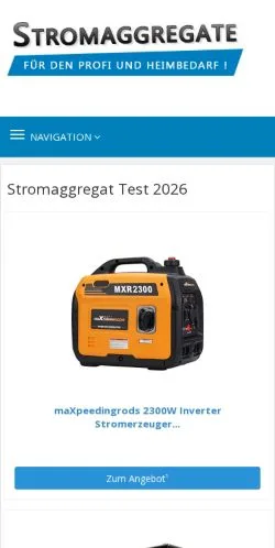 Voorbeeld van de site Stromaggregat Experte, medium uit Duitsland voor gesponsorde artikelen