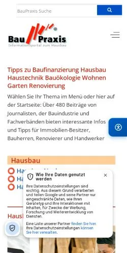 Anteprima del sito BauPraxis, media di Germania per articoli sponsorizzati