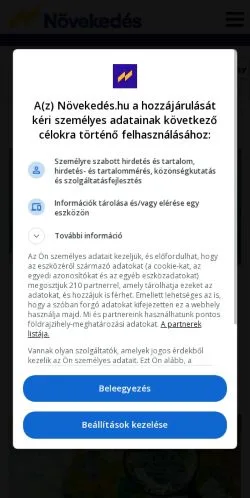 Anteprima del sito Növekedés, media di Ungheria per articoli sponsorizzati