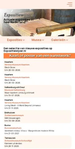 Podgląd witryny Expositiewijzer.nl, medium z kraju Holandia do artykułów sponsorowanych