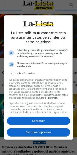 Pré-visualização do site la-lista, meio de México para artigos patrocinados