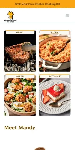 スポンサード記事向けのアメリカ合衆国メディア、Pocket Friendly Recipesのサイトプレビュー