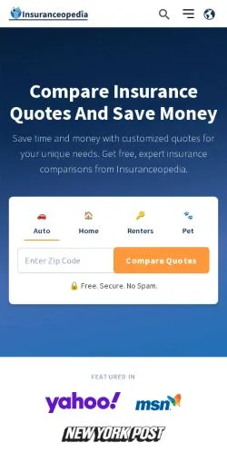 Anteprima del sito Insuranceopedia, media di Stati Uniti per articoli sponsorizzati