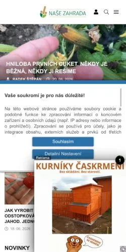 Anteprima del sito Naše Zahrada, media di Cechia per articoli sponsorizzati