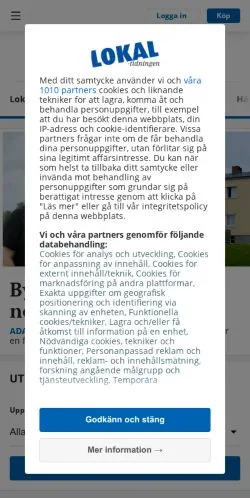 스폰서 기사용 스웨덴 매체 Lokaltidningen 사이트 미리보기