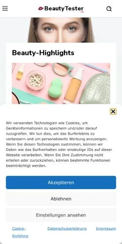 Anteprima del sito BeautyTester, media di Germania per articoli sponsorizzati