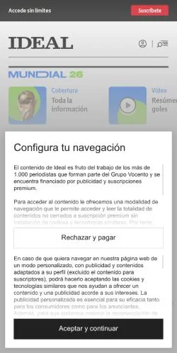 Vorschau der Website IDEAL, Medium aus Spanien für gesponserte Artikel