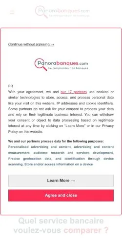 Sponsorlu makaleler için Fransa medyası Panorabanques sitesinin önizlemesi
