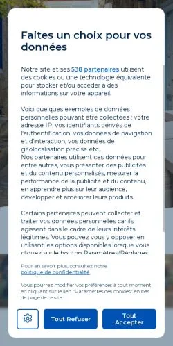 Anteprima del sito Vacances, media di Belgio per articoli sponsorizzati