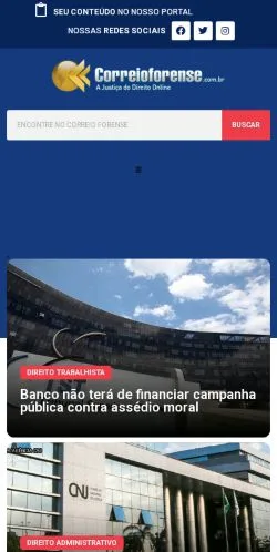 Anteprima del sito Correio Forense, media di Brasile per articoli sponsorizzati