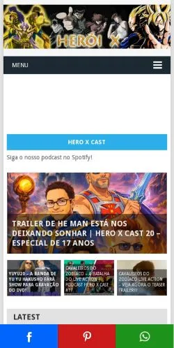 Preview of the Heroi X website, a media outlet in Brazil for sponsored articles