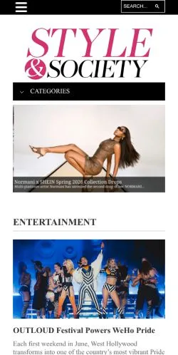 스폰서 기사용 미국 매체 STYLE & SOCIETY Magazine 사이트 미리보기