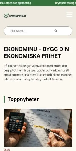 Anteprima del sito Ekonominu, media di Svezia per articoli sponsorizzati